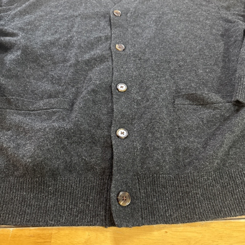 Orvis Cardigan Sweater Mens XXL Charcoal Gray 100% Lambswool V Neck Grandpa - Picture 2 of 9